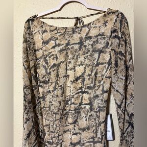 Macy's Beige and Black Snake Print Long Sleeve Dress